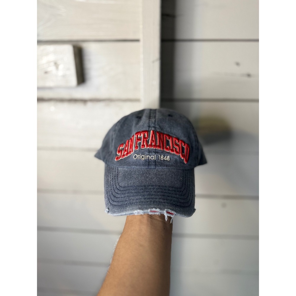 Robin Ruth San Francisco Hat Blue Distressed Embroidered Baseball Cap Adjustable